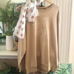 NWT! Post Surf Hawaiian Monstera Leaf Oversized Sweatshirt 2X
